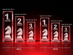 Schach Pokale im Set - Springer - Quader – GLASFOTO.COM